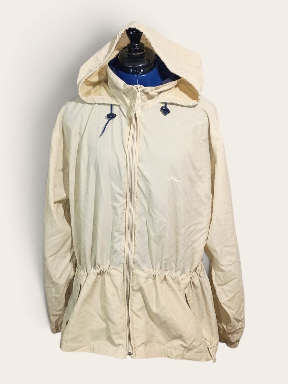 L.L. Bean Cream Hooded Utility Jacket - Women's 1990s Vintage